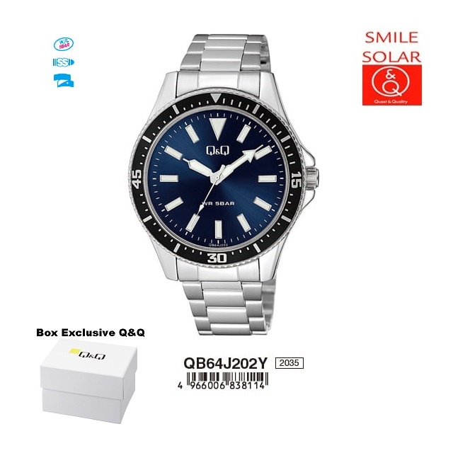 Jam Tangan Pria Business Casual Rantai Stainless Steel Analog Original Q&amp;Q QnQ QQ QB64 QB64J Series