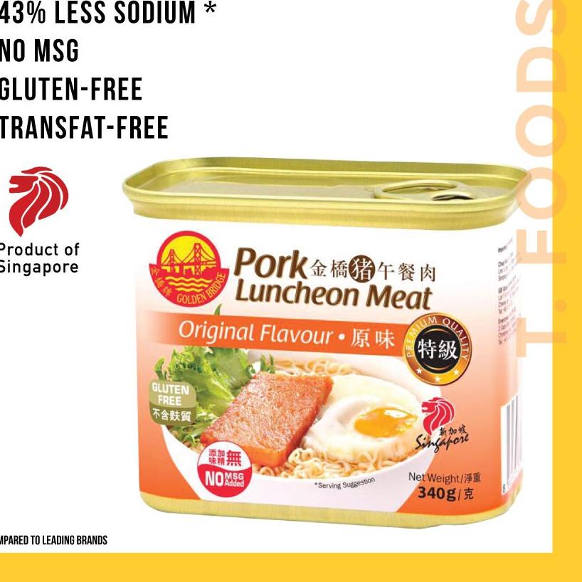 

✫ PORK LUNCHEON MEAT ORGINAL SINGAPORE GOLDEN BRIDGE 340g ❅