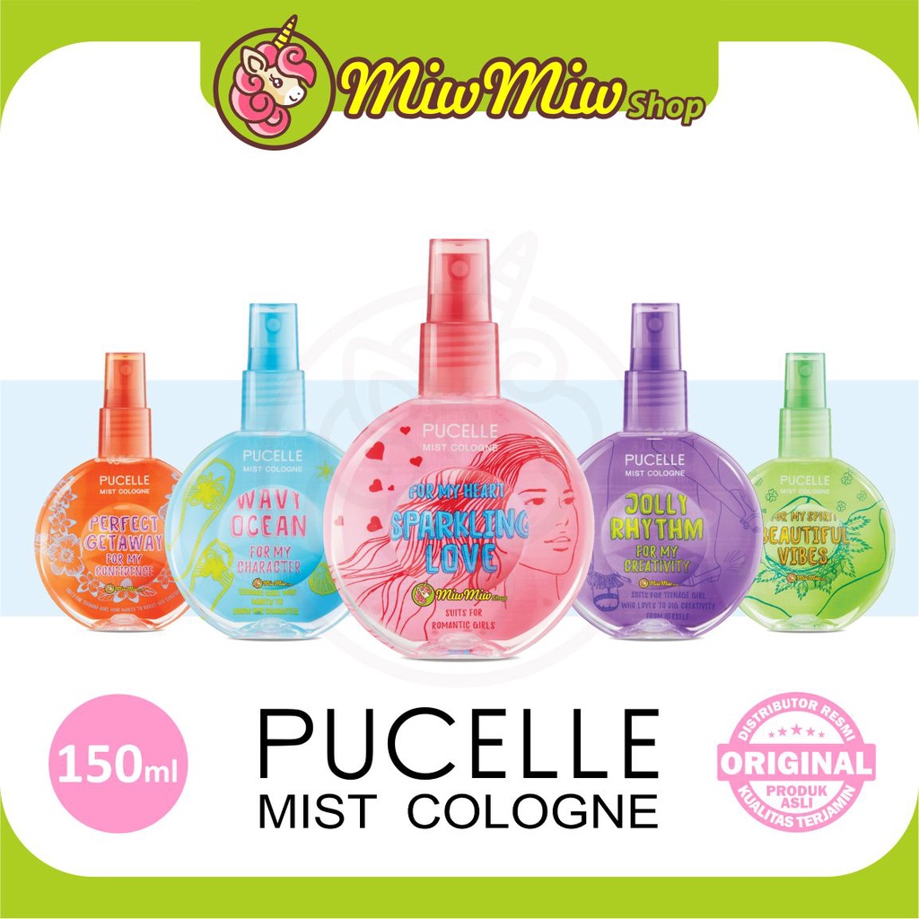 PUCELLE Mist Cologne - Body Spray for Girls (Parfum Remaja Putri/ Wanita) 150 ml