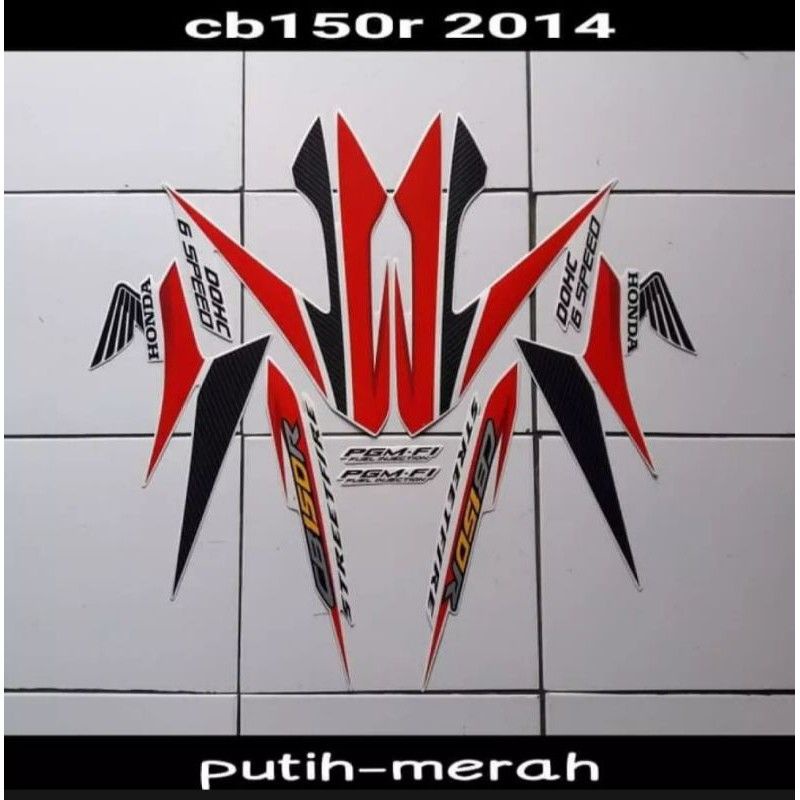 Striping sticker lis body honda cb 150r cb150r cb150 r streetfire 2014 putih merah