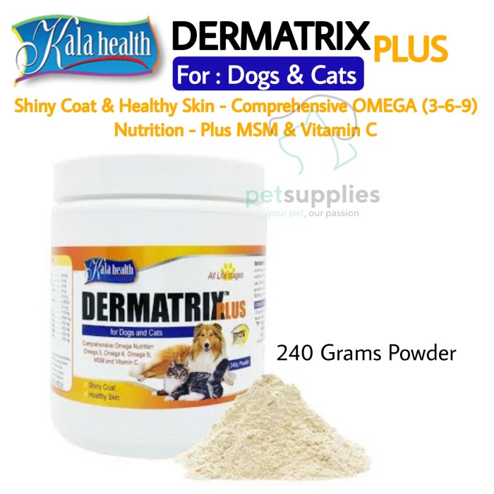 Terlaris Dermatrix Plus - Vitamin Bulu Kulit Anjing Kucing - Powder (240 Gram)