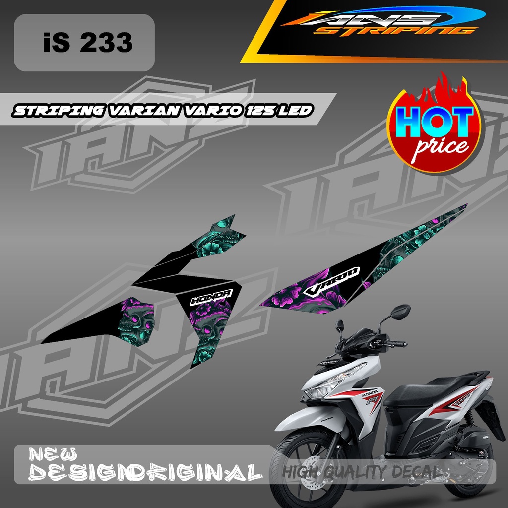 TERBARU STIKER BODY HONDA VARIO 125 LED KONSEP SKULL / TENGKORAK MENGGUNAKAN BAHAN BERKUALITAS DAN TIDAK MUDAH PUDAR / STIKER HONDA VARIO 125 LED / DECAL STIKER KERETA VARIO 125 LED IS233