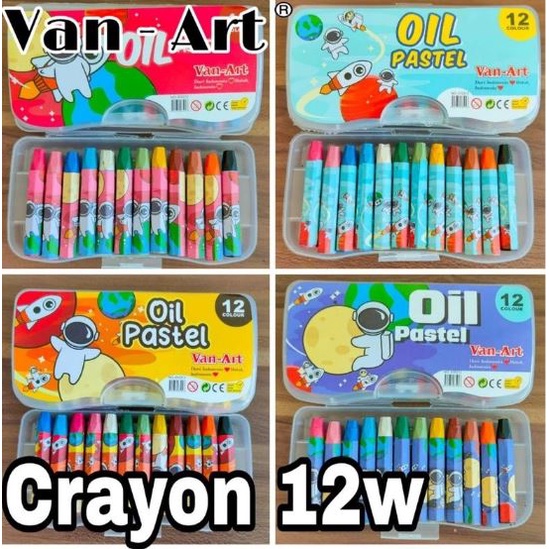 Krayon Isi 12 Minyak Oil Pastel Merk VAN-ART Painting Crayon Perlengkapan Mewarnai Colour Tools Stuff Asli Prakarya Jual Drawing Menggambar Peralatan Color Sekolah Coloring Kesenian Pewarna Kertas School Original Seni Art Murah Termurah Grosir Prakarya