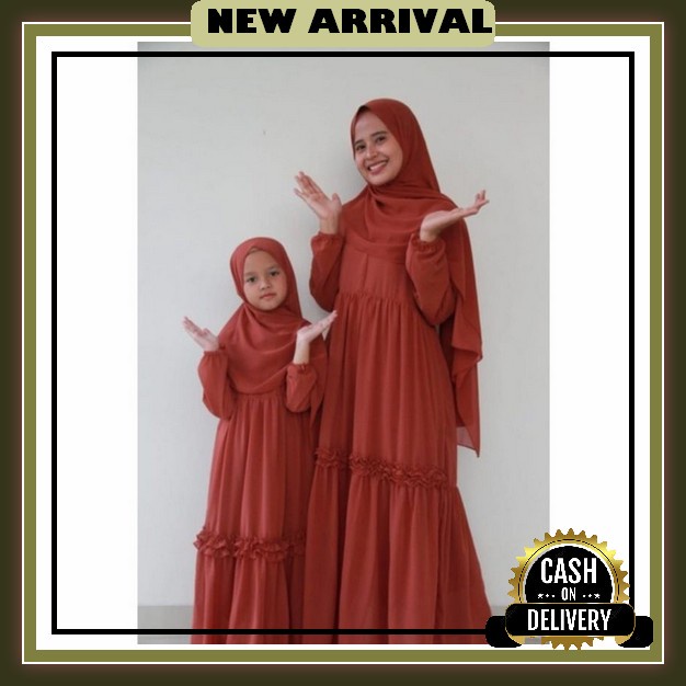 Baju Gamis Couple Ibu Dan Anak Perempuan 5 - 7 Tahun Couple Mom Kids Lebaran Gamis Brukat Anak Tasya