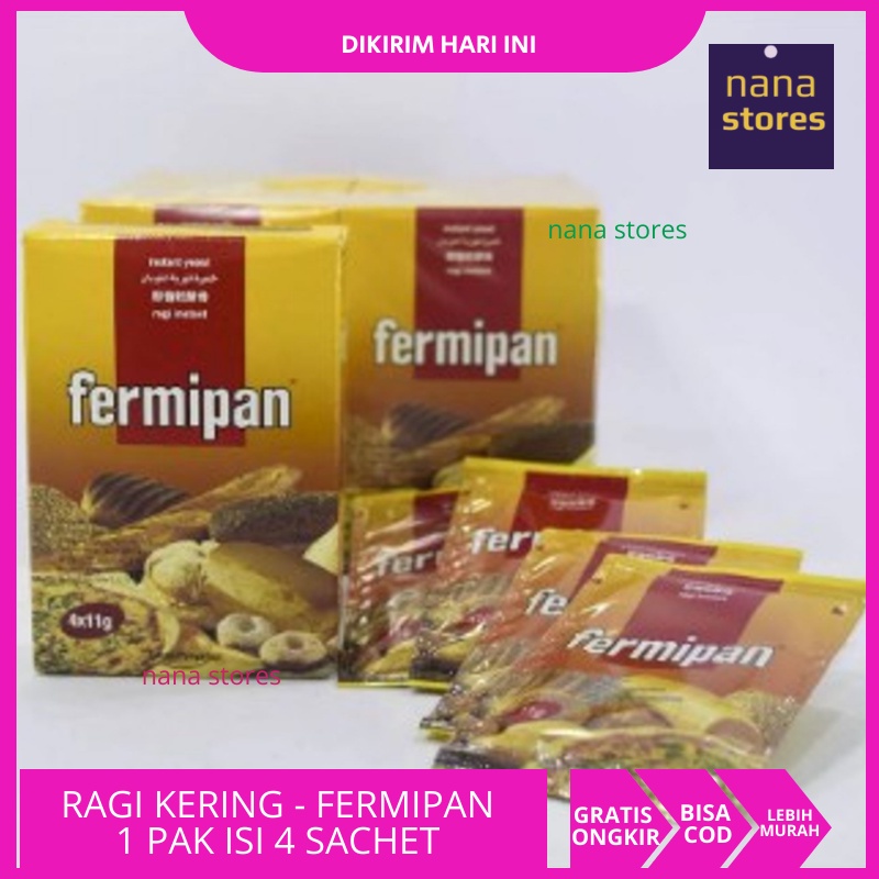 

Ragi kering instan, Ragi fermipan 1 dus isi 4 sachet