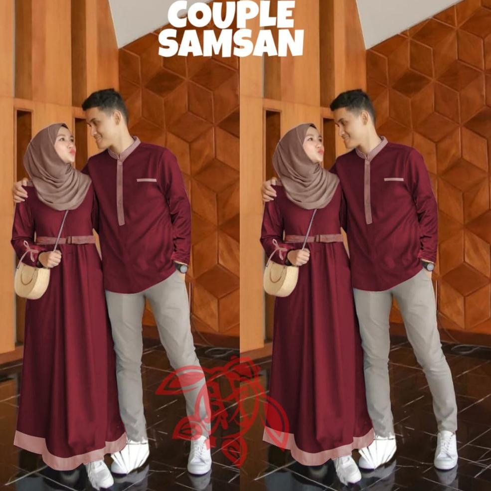 REKOMENDASI Samsan Couple | Baju Couple Pasangan Muslim | Set Dress + Kemeja