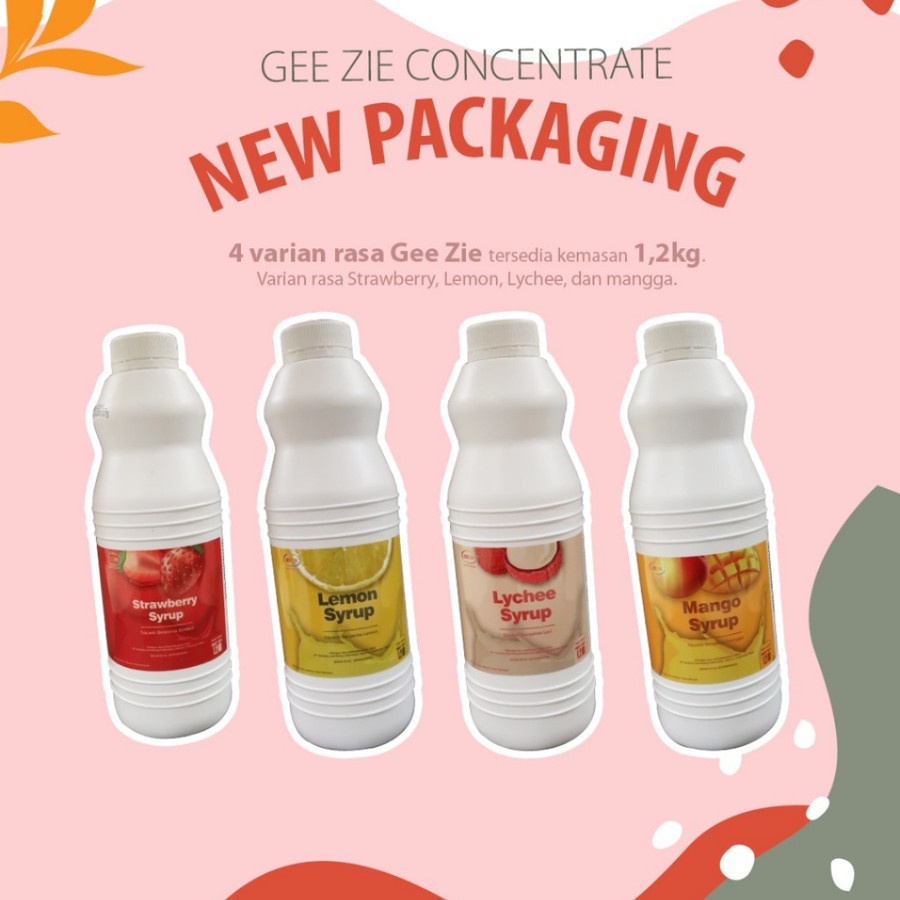 

Geezie Syrup 1,2Kg / Sirup konsentrat Concentrate honeydew pomegranate yoghurt, lychee, strawberry, lemon mangga blueberry kiwi calamansi peach passion fruit Murah distributor resmi produk impor