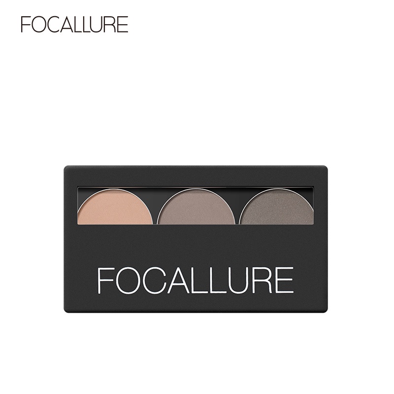 NIK - FOCALLURE Brow Powder FA04 | Eyebrow Kit | 3 Colors Eyebrow Powder Palette with Brush Mirror | BPOM ORIGINAL