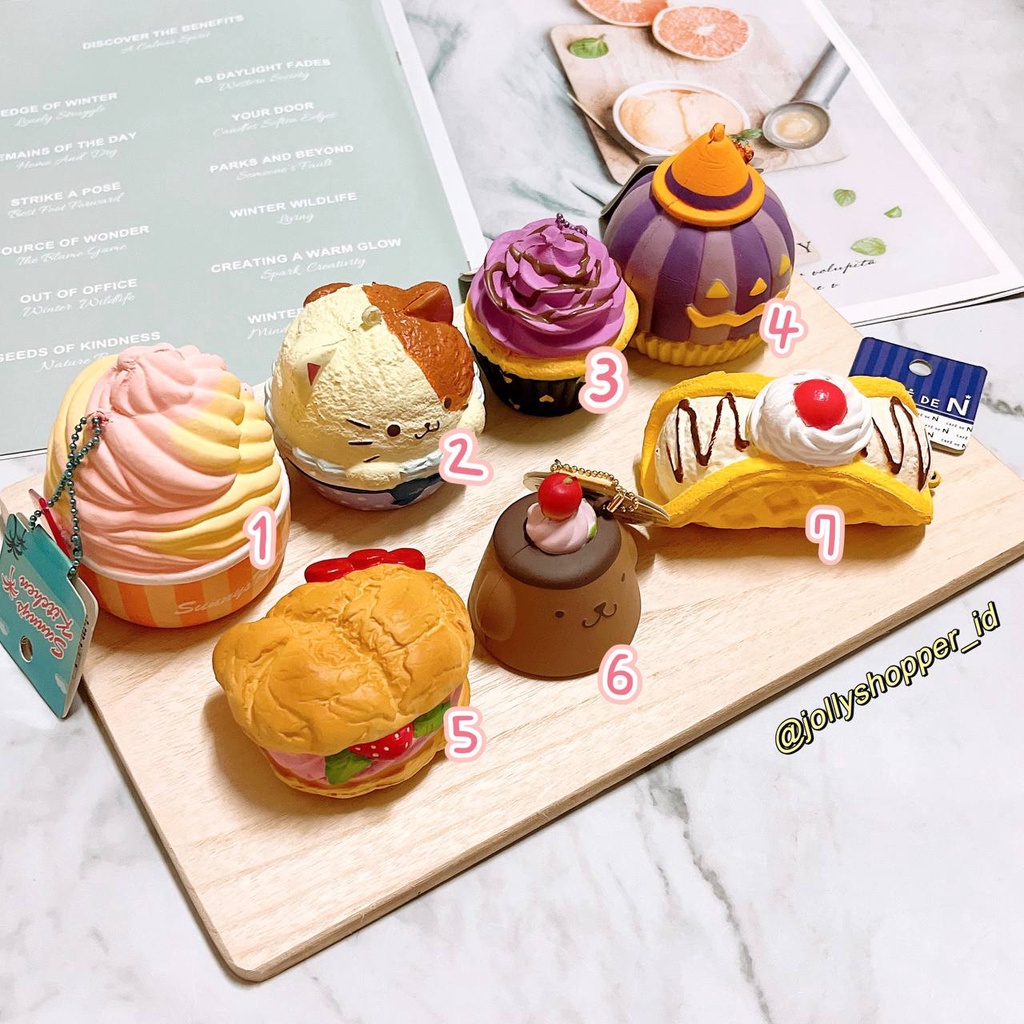 [READY STOCK] Squishy Licensed Jepang / Sunny's Kitchen swirl frozen yogurt / NIC Sakura Cat Cupcake