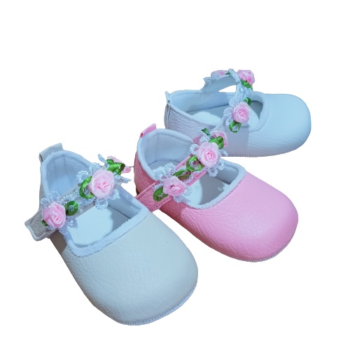 Sepatu Prewalker Casual Anti Selip Aksen Bunga untuk Bayi Perempuan 0-18 PITA BUNGA