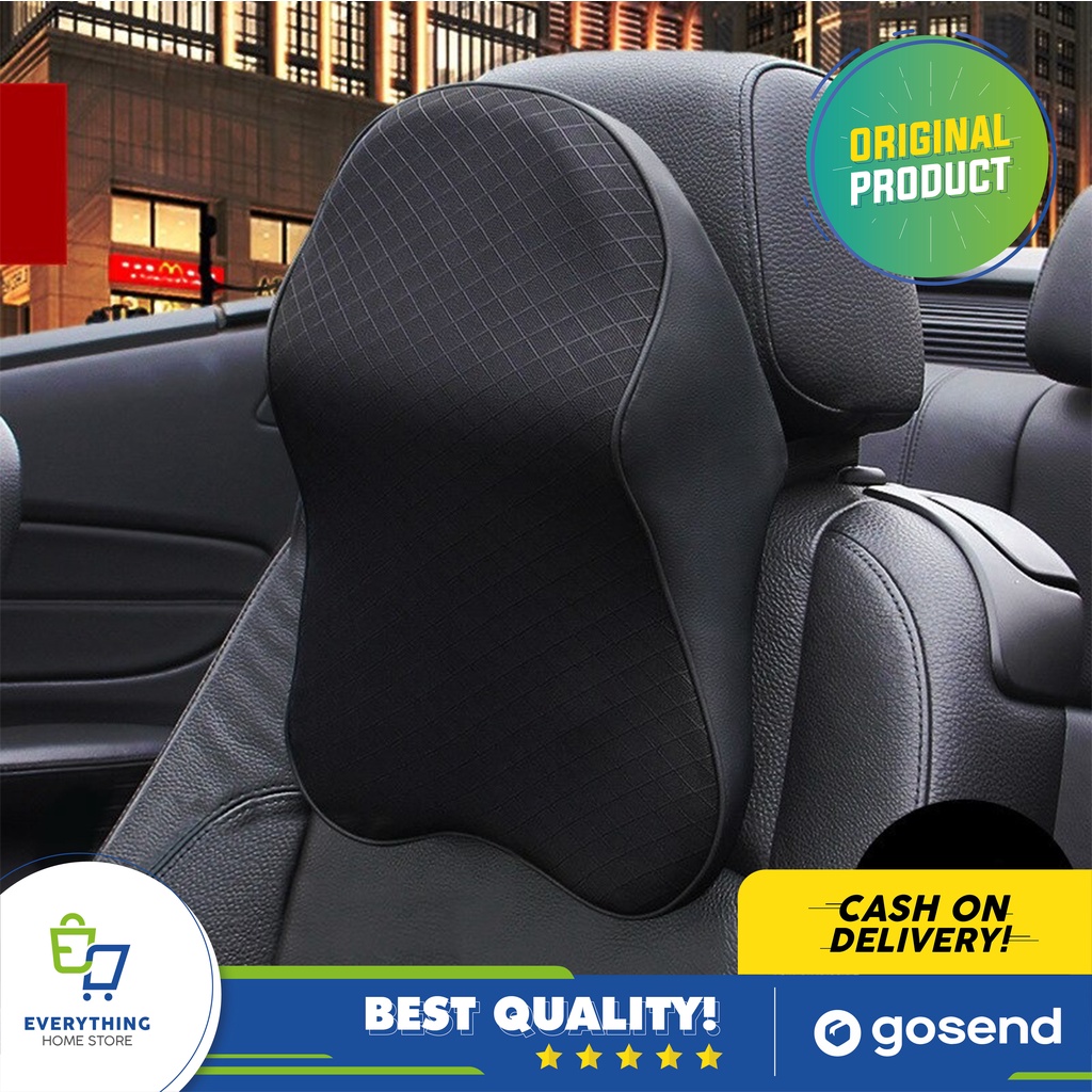 Bantal Leher Kursi Mobil Memory Foam Headrest Sandaran Pundak Kepala