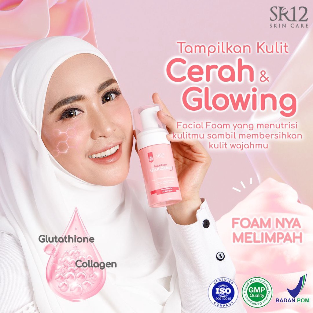 FACIAL FOAM GLUTATION WITH COLLAGEN SR12 / MENCERAHKAN WAJAH / COCOK UNTUK SEMUA JENIS KULIT