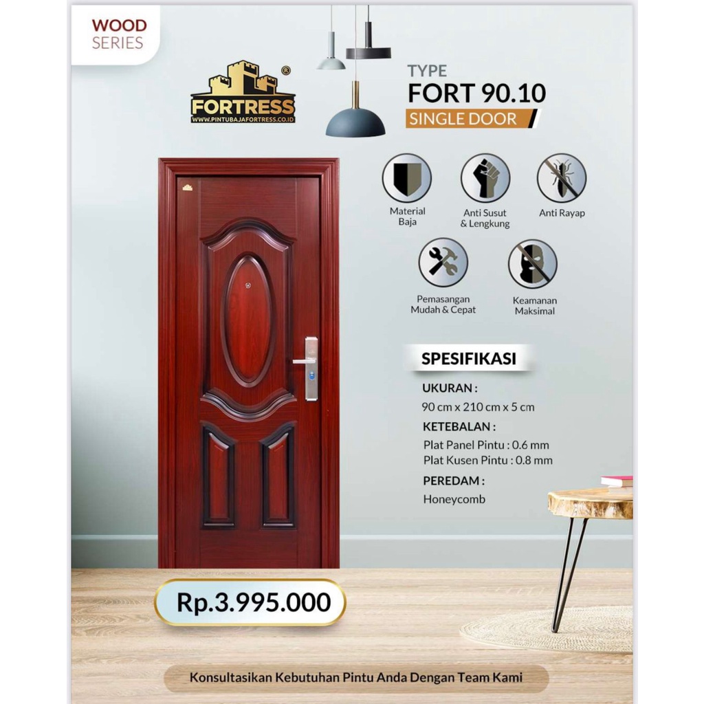 FORTRESS Original Pintu besi baja premium type fort 10 90cm ( luar tangerang wajib Chekout packing k