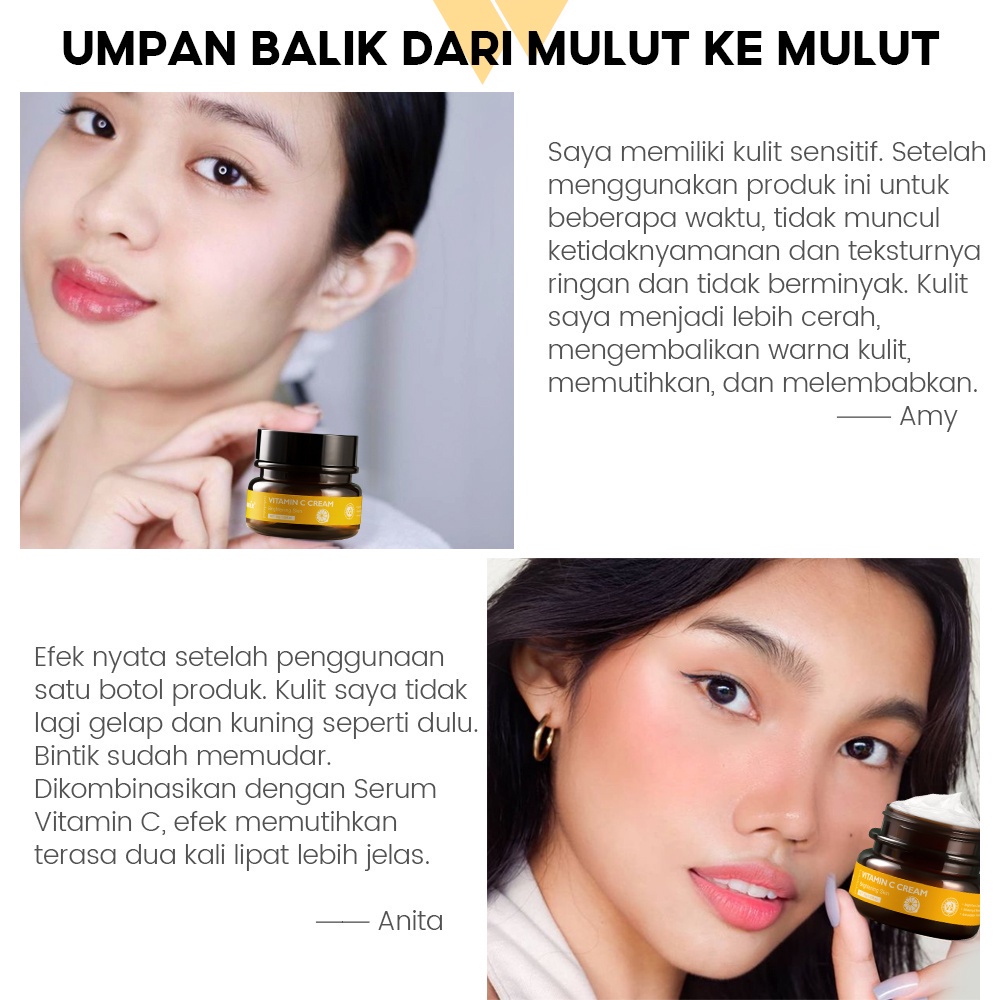 VIBRANT GLAMOUR Vitamin C Face Cream Brightening Whitening Moisture Cream for Face &amp; Body Facial VC Freckles Remove Dark Spots Skin Nourish Brighten Remove Freckle Anti Aging Refreshing Not Greasy 30Gr-Pelembab Pemutih