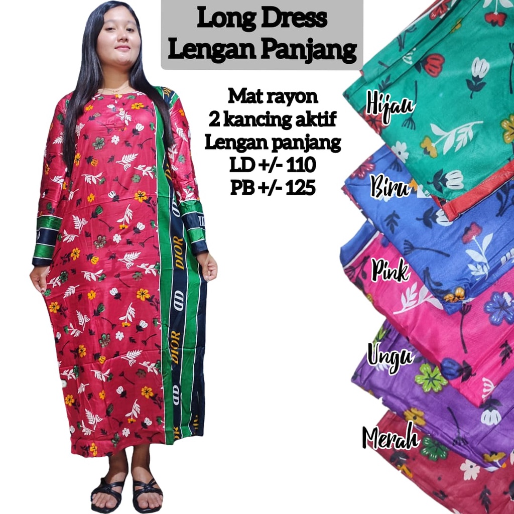 Gamis rayon / Long Dress ld 110  Lengan Panjang