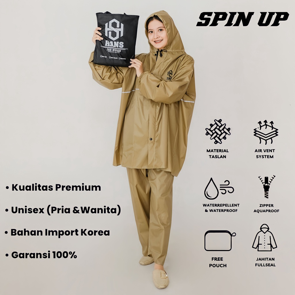 Jas hujan setelan baju dan celana pria wanita Dewasa bahan tebal By HANS
