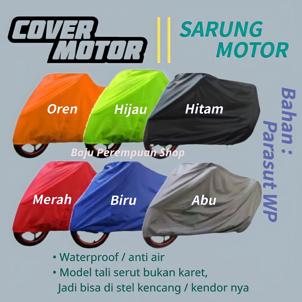 Cover Motor Premium ada Tali Serutnya Anti Air Waterproof/Sarung Penutup Pelindung Motor Besar dan Kecil