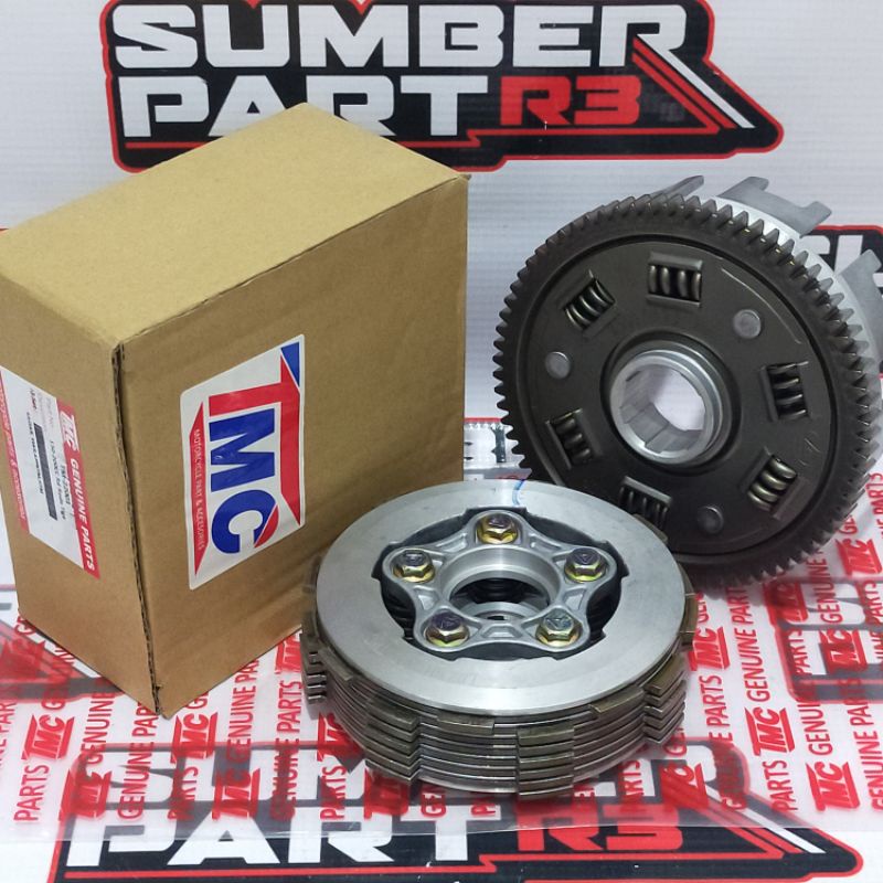 (tmc) rumah kampas kopling set isi 7 baut 5 outer clutch assy - sparepart motor roda tiga - appktm v
