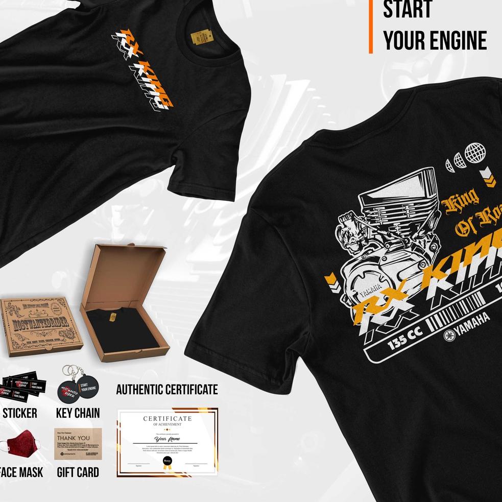 Kaos Kode RX KING-WHITE ENGINE 2 Kaos Motor Kaos CB GL MP HONDA HARLEY 750 Classic Vespa Kaos Honda 