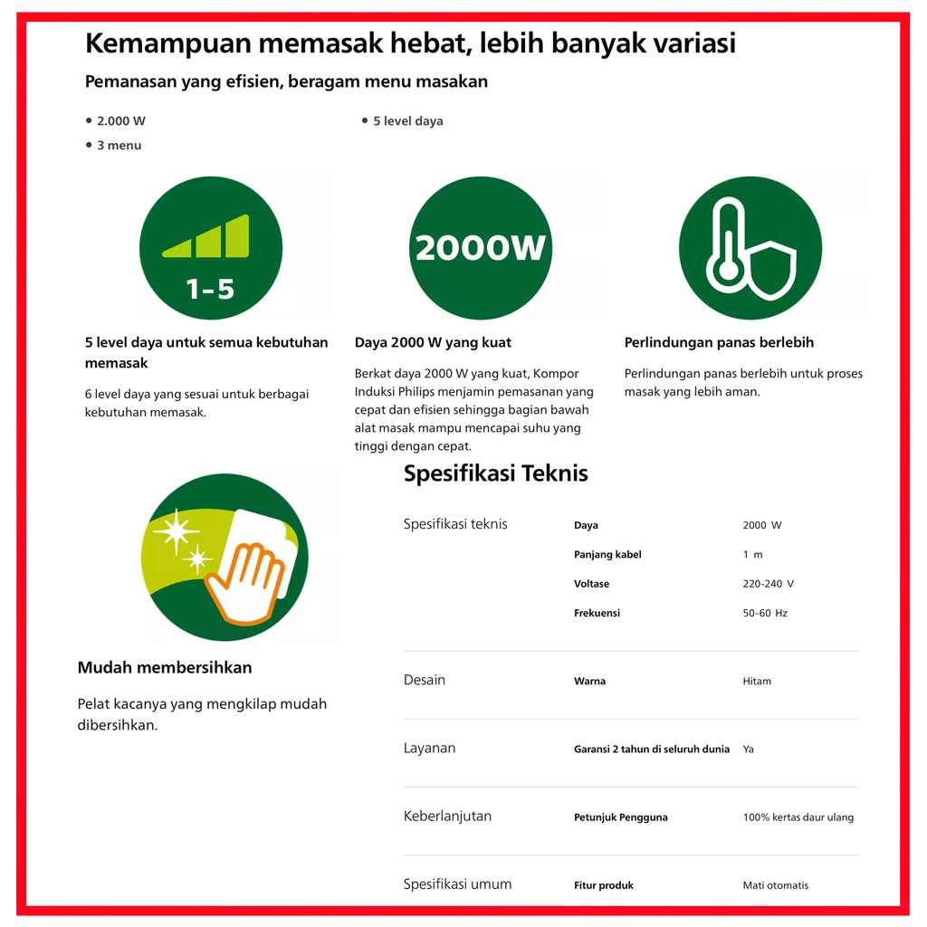 PHILIPS HD4902/60 HD4902/33 Induction Cooker Kompor Induksi HD 4902