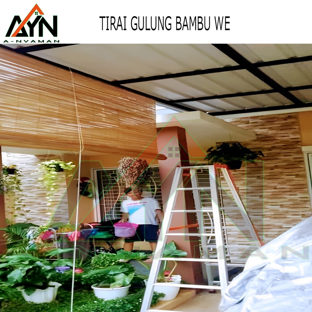 krey bambu we lidi kecil warna natural / tirai bambu gulung bisa bayar di tempat 60cm X 200cm