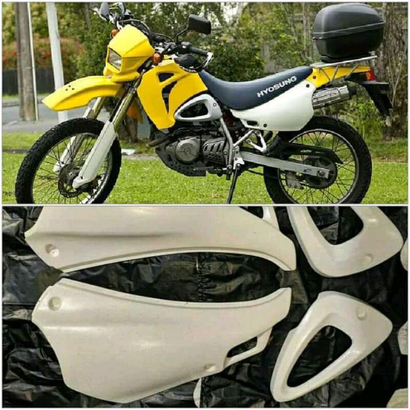 COVER BODY TRAIL SAMPING DAN SEGITIGA HYOSUNG BOSOWA RX125