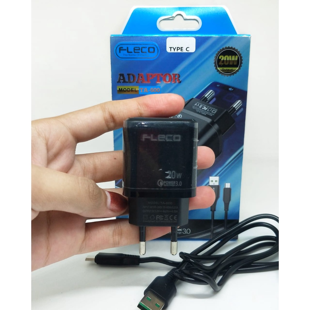 PROMO Travel Charger Fleco Original TA600 Micro Dan Type C Small And Simple QUICK CHARGER