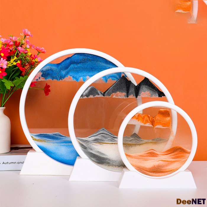 Terlaris Moving Sandscape - Moving Sand Painting Art Picture - Round Frame