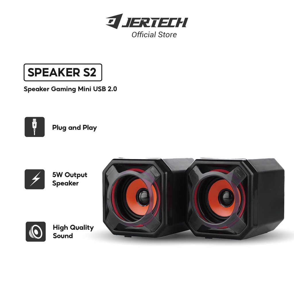 JERTECH Speaker Aktif Multimedia S2 dengan Bass Menggelegar USB 2.0