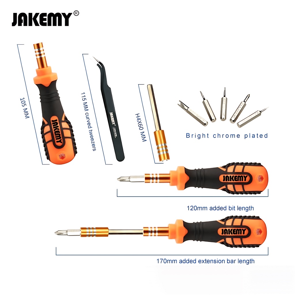 Jakemy 33in1 Obeng Set Hp Phillips Torx Hex Triangle Bintang Star 0.8 Original JM-8101