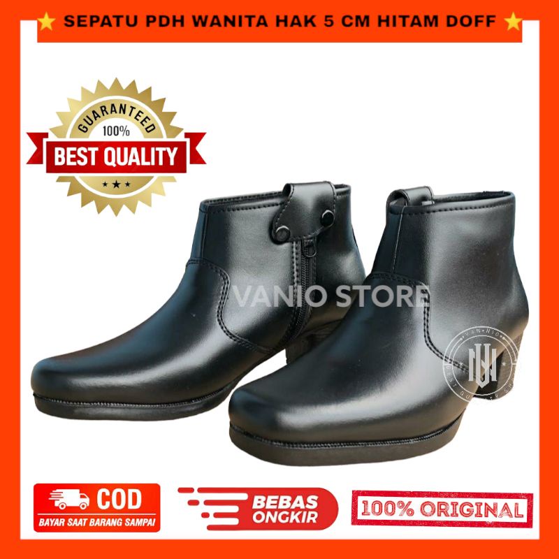 SEPATU PDH WANITA SEPATU PDH POLWAN SEPATU PDH SECWAN SEPATU PDH KOWAD SEPATU PDH SUS HITAM DOFF HAK 5CM BERKUALITAS