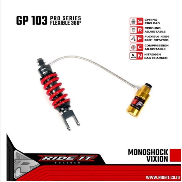 Monoshock Vixion Tabung Pisah GP 103 Flexible Shock Belakang Vixion New Old NVL Shockbreaker Skok Mo