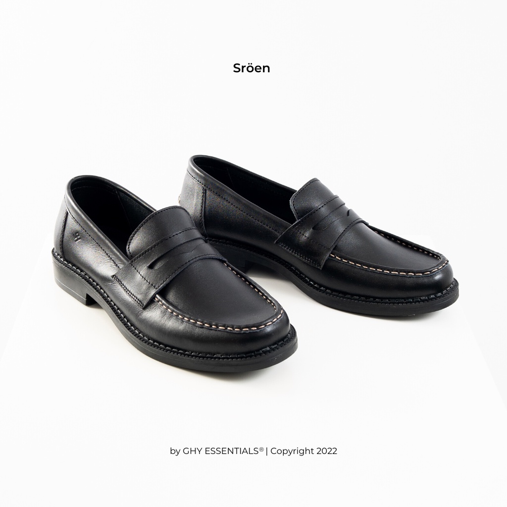 GHY ESSENTIALS Sepatu Loafer Pria Casual/Formal Kulit Asli Original Slip On - Sröen Loafer