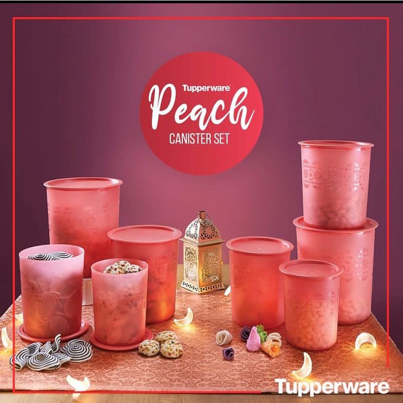 Peach Canister Set | Tupperware | Toples Tupperware Set