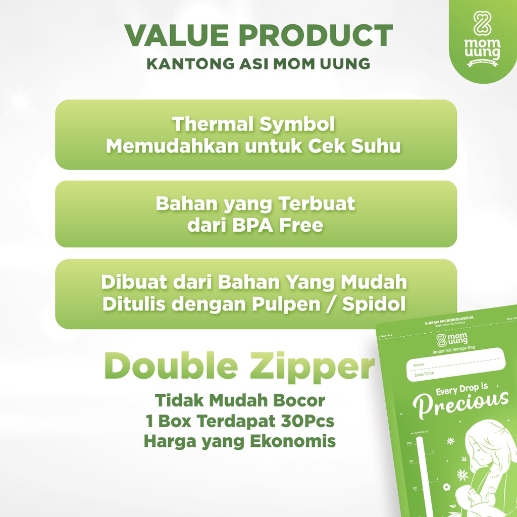 Paket Bundle Booster Mom Uung Bali 60 kapsul &amp; Kantong ASI 100ml / Booster Asi /Asi Bag Mom Uung