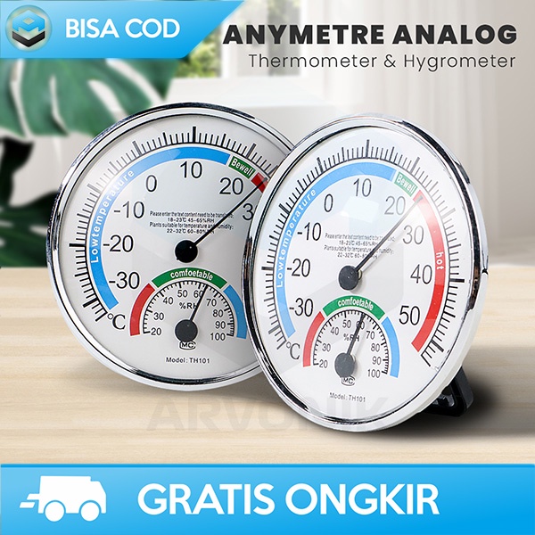 THERMOMETER ANALOG ALAT PENGUKUR SUHU RUANG HIGROMETER TANPA BATERAI