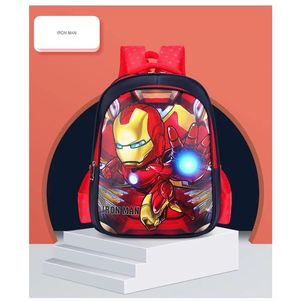 BARU LIN121 Tas Ransel Sekolah Anak / Tas Import Anak / Tas Sekolah Motif Spiderman Batman Ironman Avenger Ultraman Car-Your Affordable Quality!