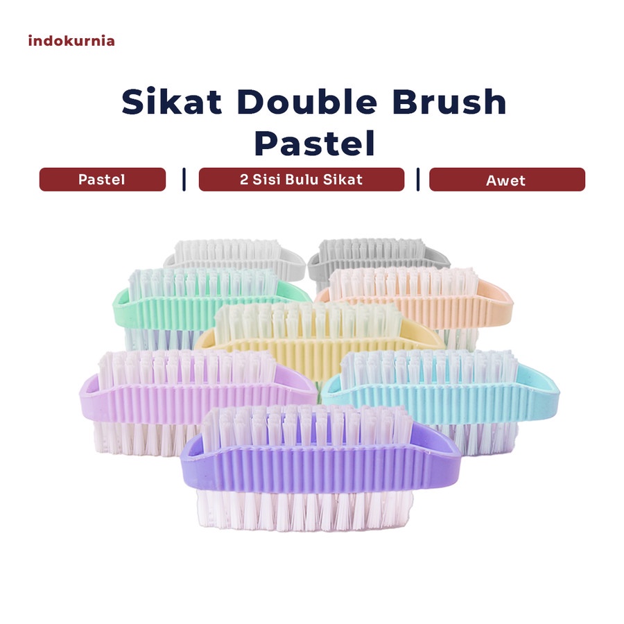 IK - SERBA GUNA SIKAT KUKU DOUBLE NAIL BRUSH PASTEL TERMURAH