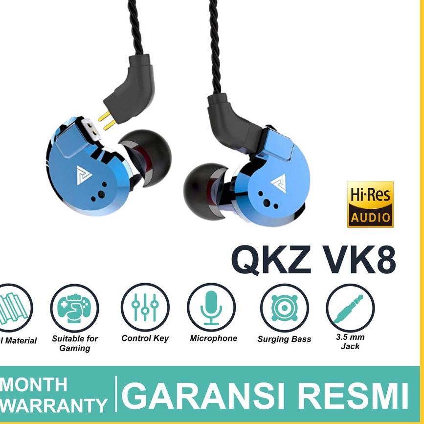 ✈ QKZ VK8 with Mic Sport Gaming Hi-Res Earphones Hight Quality In-Ear Earbuds HIFI ♪