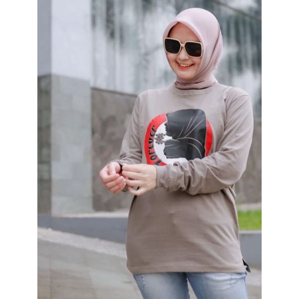 baju kaos wanita lengan panjang kaos Longsleeve wanita bahan cotton tebal kaos panjang wanita