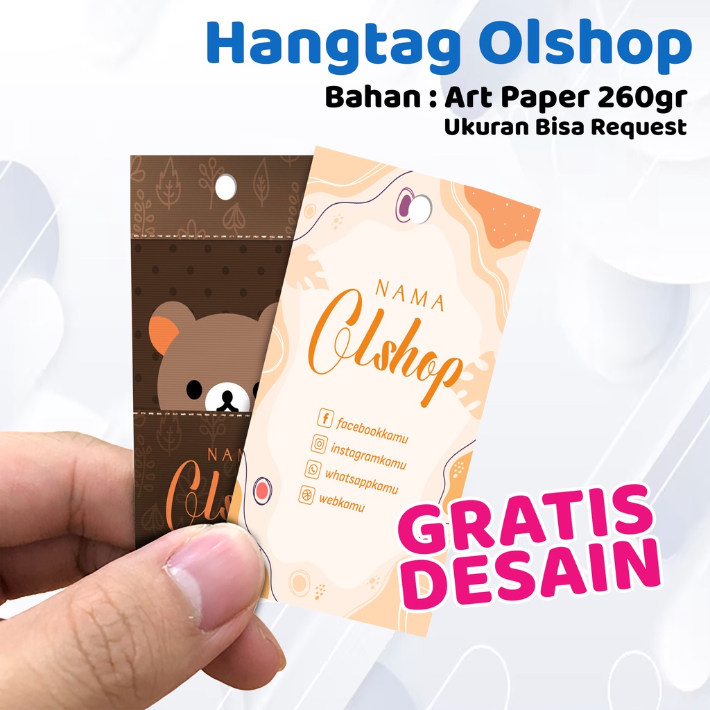 

Cetak Hangtag Olshop Custom Desain Bahan Tebal ukuran A3+