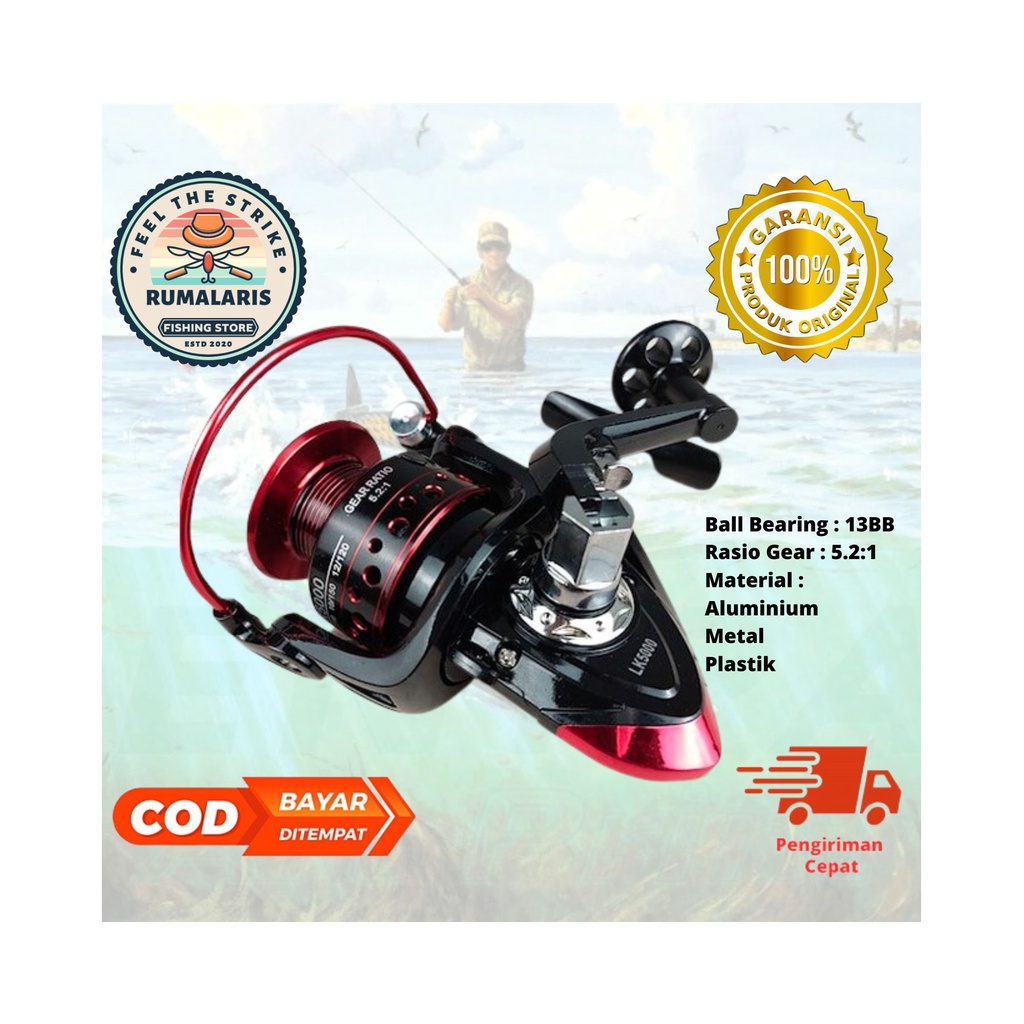 Jual Reel Pancing Gold Sharking LK2000 LK5000 LK7000 5.2:1 Ball Bearing ...