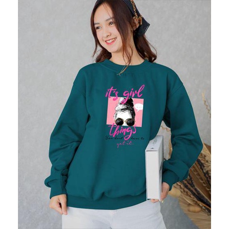 Kaos Lengan Panjang DTF IT'S GIRL Warna Baru / Kaos Sweatshirt / Atasan Wanita / Atasan Wanita Lengan Panjang