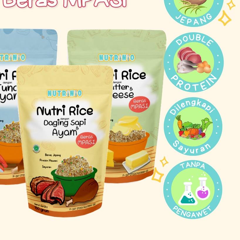 

➢ Nutrinio Nutri Rice 150 g | Beras MPASI Double Protein Tanpa Pengawet ✲