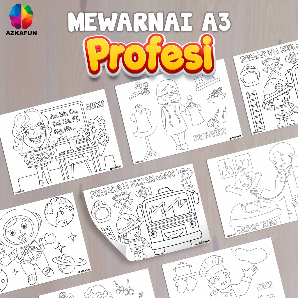 

Kertas Mewarnai A3 PROFESI - Mewarnai anak sekolah back to school