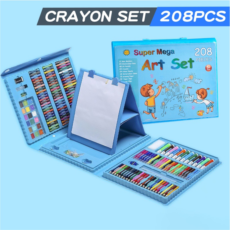 Crayon Set Mewarnai Isi 150 &amp; 208PCS Warna Pensil Krayon Warna Alat Menggambar Mewarnai