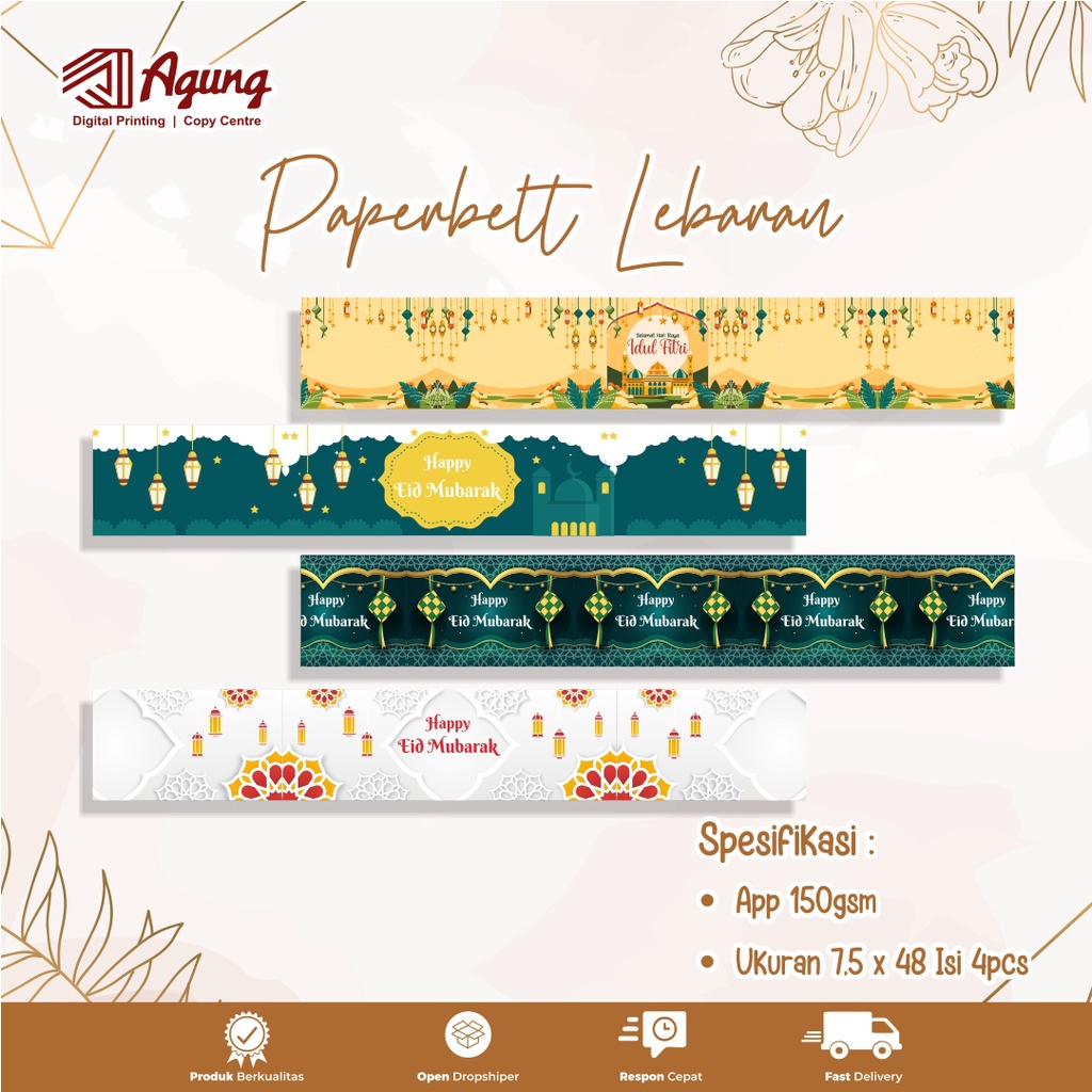 

( ISI 4 )pcs Paper BELT Lebaran / Sabuk TOPLES Idul Fitri / Paper Sleeve / Segel Box Packaging / Label Hampers Lebaran