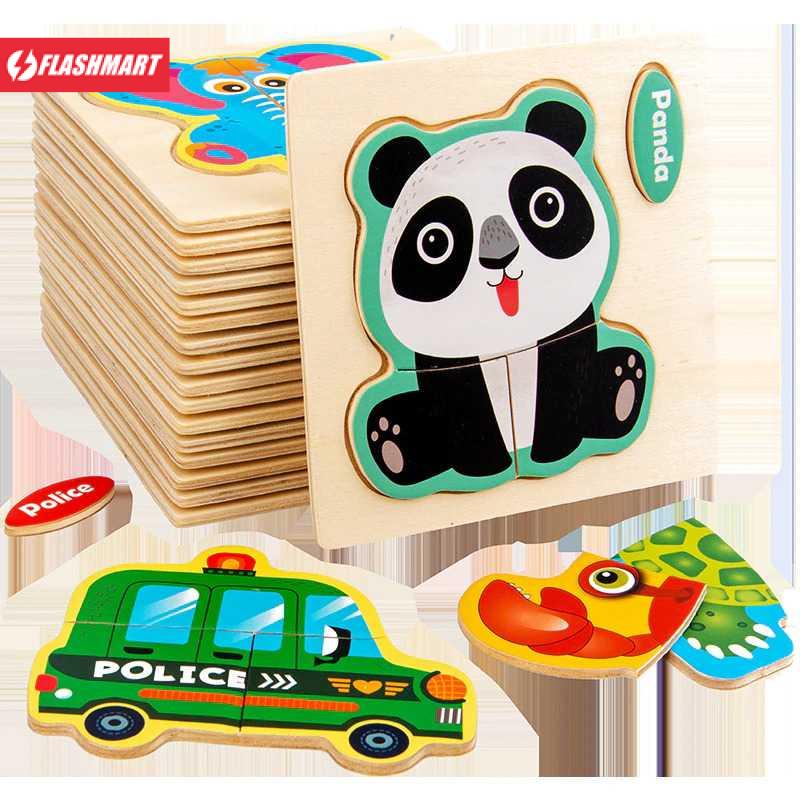 Flashmart Mainan Anak Montessori Puzzle Children Toy Model Kereta - HX2802