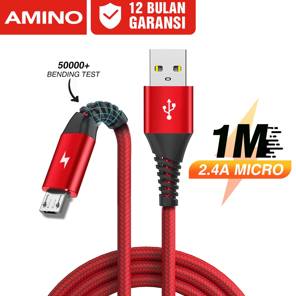 AMINO Micro USB Cable Universal Android Kabel Data Fast Charging Speed 2.4A Untuk MI VIVO SAMSUNG OPPO REALME