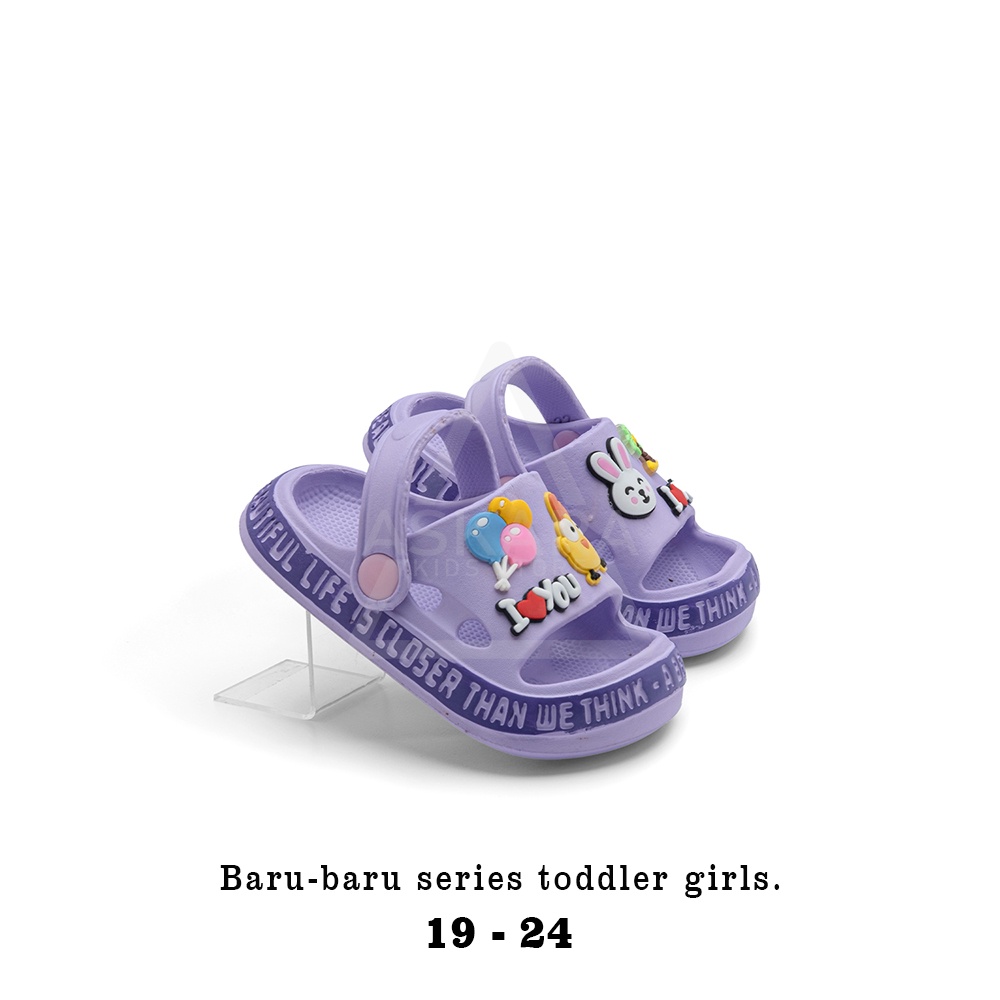 Askara Baru-baru - Sandal anak perempuan baby girls model selop tali belakang karakter jibbits love lucu 1 - 3 tahun